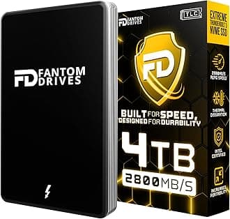 - Fantom Drives - 4TB External 3D NAND TLC Portable Solid State Drive - Thunderbolt 3 & 4 USB 3.2 Type-C - 2800MB/s - Intel Certified -TB3X-2300N4TB