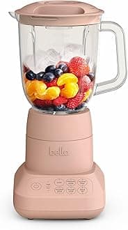Bella 10-Speed Countertop Blender, Juicer & Smoothies, Slim & Foldable Design, Removable Dishwasher Safe, 40oz Carafe & Lid, Stainless Steel Blade, 450W, Flower