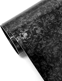 Forged Carbon Fiber Vinyl Wrap for Cars, Black High Gloss Crushed Stone Car Wrap Vinyl Roll, PVC Self-Adhesive DIY Auto Sticker Decal(Black, 1ft x 5ft)