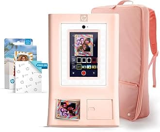 HP Sprocket Photo Booth Machine Instant Color Photo Printer (Pink) STARTER Bundle + Zink Paper (100 Sheets) + Padded Carrying Case