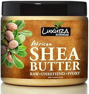 Luxura Sciences African Shea Butter | 100% Pure & Unrefined Raw Shea Butter for Skin & Hair | Deep Moisturizer for Face, Body & Scalp | Ideal for DIY Lotion, Soap Making & Lip Balm | 7.05 Oz (200g)