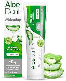 Whitening Aloe Vera Toothpaste Fluoride Free, Natural Action, Vegan, Cruelty Free , SLS Free, Naturally White, Healthy Gums , 100 ml, packaging may vary