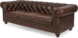 Bros Moon Sterling Wooden Leatherette Upholstered Button Tufted Fibre Filled Fluffy Chesterfield 3 Seater Sofa Set for Living Room/Hotel/Lounge