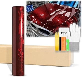 60"x420" (5FTx35FT) Gloss Dark Red 24K Chopped Forged Carbon Fiber Textured Vinyl Wrap Auto Car Sticker Decal Sticker Film Sheet Bubble Free Air Release Technology with Tool Kit