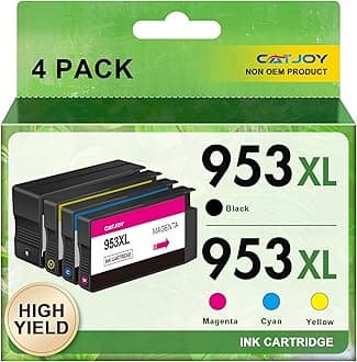 953XL Ink Cartridges Remanufactured for HP 953XL Ink Cartridges 953 with Newest Chip for HP Officejet Pro 7720 Ink Officejet Pro 7740 8710 8720 (Black, Cyan, Magenta, Yellow)
