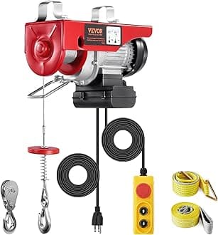 VEVOR Electric Hoist with Remote Control, 440 lbs Material Handling Tool, 110V Electric Hoist with 14ft Remote Control for Factories, Warehouses, Construction Site, Attic