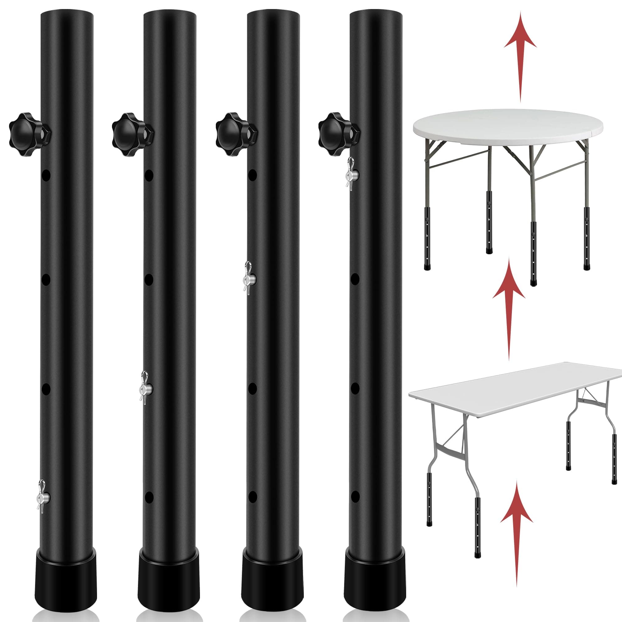 8 Pack Folding Table Risers, 4 Levels Adjustable Height Folding Table Leg Extenders, Heavy Duty Metal Table Leg Extensions Raise Table Height 3.6in | 6.77in | 10in | 13in