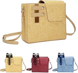 Water Bottle Crossbody Bag for Stanley Bottle, Water Bottle Carrier Bag, Stanley Cup Holder, Portable Outdoor Water Cup Holder with Adjustable Shoulder Strap (Yellow)