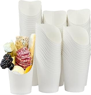 CAMKYDE 100 Pcs French Fries Holder, 14oz Disposable Paper French Fry Cups White Charcuterie Cups for all Occasions (14oz, White)
