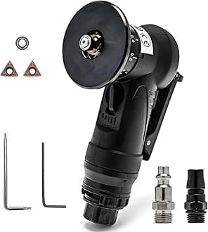 Mini Chamfering Tool 45 Degree Handheld Metal Deburring Trimming Chamfering Machine Pneumatic Beveling Machine, Light Linear Air Chamfer Tool Arc Edge Beveler with Precision Blade Inserts