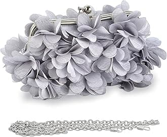 Women Elegant Evening Purse, Small Floral Clutch Bag with Detachable Chain for Wedding, Party, Prom