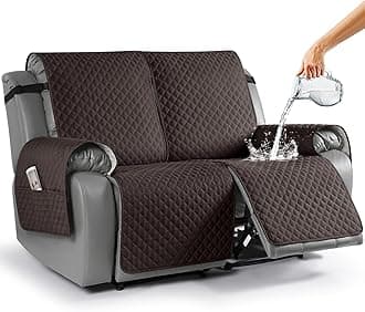 TAOCOCO Loveseat Recliner Cover Non-Slip Sofa Slipcover, Pet Covers for Loveseat Recliner with Elastic Straps, Washable Reclining Loveseat Cover Recliner Furniture Protector (2 Seater, Chocolate)