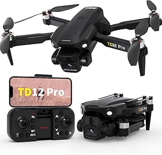 Drone with Camera 4K, Drones for Adults Level 3 Wind Resistance Optical Flow Positioning Brushless Motor 90° Electrically Adjustable Foldable RC Quadcopter for Beginners, TD12Pro
