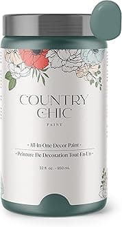Country Chic All-in-One Chalk Paint for Furniture, Cabinets, Home Decor, Eco-Friendly, Matte Finish, Built-In Primer & Top Coat for Wood, Metal - Wanderess (Teal) - Quart 32 oz (950 ml)