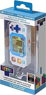 Tetris Pixel Player: Officially Licensed Tiny Tetris Video Game, Strategic Puzzle Game with 10 Bonus Games, Portable Keychain Arcade, Games for Kids and Adults