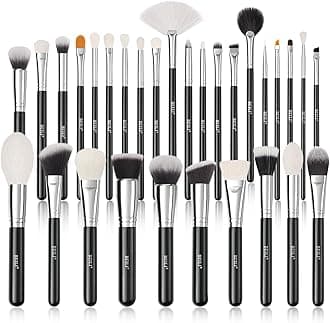 BEILI Makeup Brushes 30Pcs Professional Makeup Brush Set Natural-Synthetic Kabuki Foundation Face Powder Highlighter Contour Eye Shadow Eyebrow Eyeliner Make Up Brush Tools Kit (Classic Black)