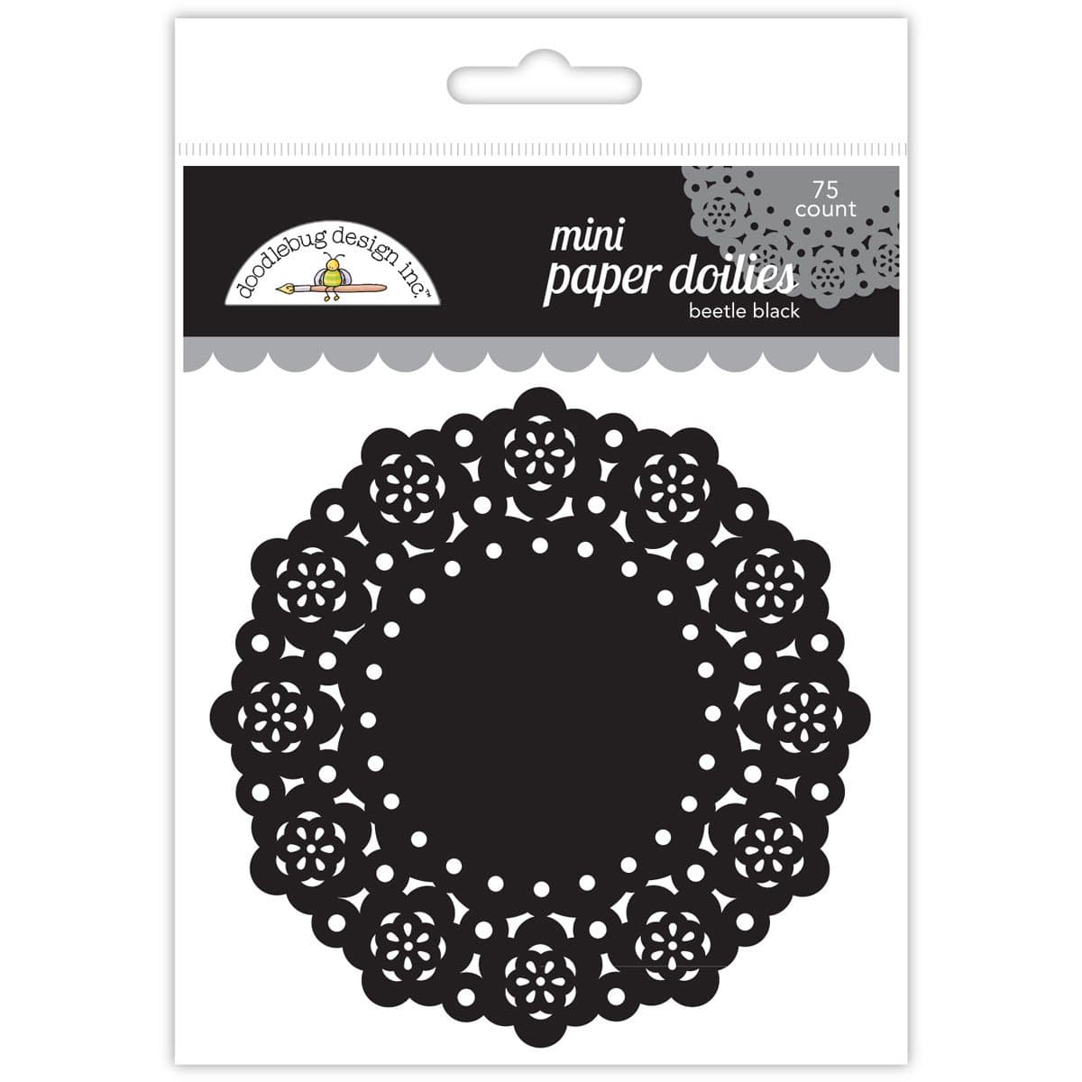 DOODLEBUG Mini Doilies (75 Pack), Beetle Black, Large