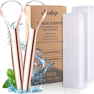 Tongue Scraper (2 Pack), Wide-Head Tongue Cleaner with Nice Carrying Box, Easkep 100% Stainless Steel Tongue Scrapers Cleaners, for Men, Women, Adults, Kids