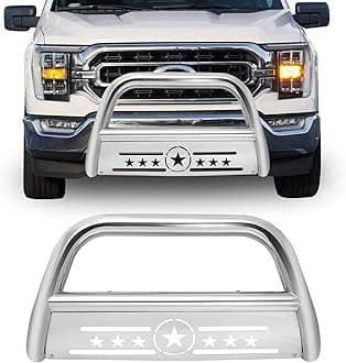 Bull Bar Pickup Truck 3" Brush Grille Guard with Removable Skid Plate Front Bumper, Compatible with 2011-2016 Ford F250 F350 F450 F550 Super Duty, Silver Stainless Steel
