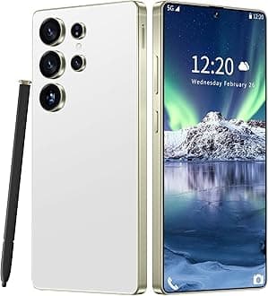 Huness I25 Ultra Unlocked Cell Phone,Built in Pen,12+512GB Unlocked Phone, Android 14 Battery 7000mAh 6.99" HD Screen Smartphone, 5G/Face ID/Fingerprint Lock/Dual SIM/GPS (White)