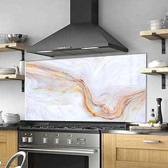 Tempered Glass Kitchen Backsplash, Stove Back Top Cover, Splashback Tile, Kitchen Sink Cover Splash Guard, Home Wall Decor (27.5x27.5''-(70x70cm))
