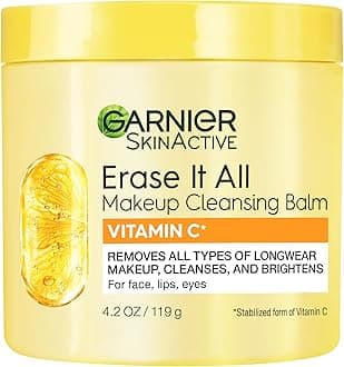 Garnier Erase It All Makeup Cleansing Balm with Vitamin C, Brightening Facial Cleanser and Makeup Remover, 4.2 Oz