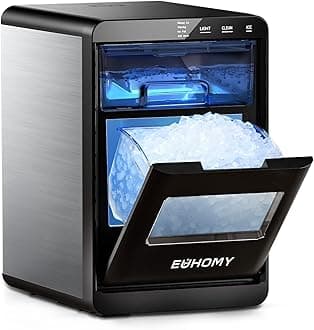 EUHOMY Nugget Ice Maker Countertop, 44Lbs/24H Pebble Ice Maker Machine, Self-Cleaning Pellet Ice Machine with Ice Scoop&Basket, Sonic Countertop Ice Machine for Home/Kitchen/Office(Black)