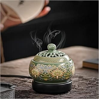 Ceramic Electric Incense Burner, Electronic Aroma Diffuser, Timing Temperature Adjustment, Resin Frankincense Burner For Indoor Air Purification, Home Decoration.