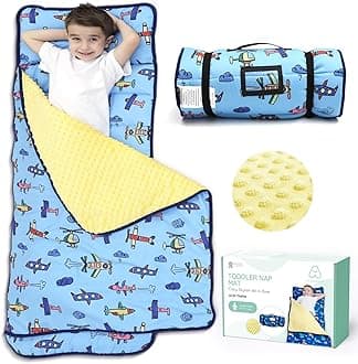 ACRABROS Toddler Nap Mat with Pillow and Blanket, Extra Large Rolled Napping Mats,Slumber Bags for Boys Girls,Kids Sleeping Bag for Daycare, Preschool Travel Camping, Plane, King