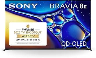 Sony BRAVIA 8 II 55 Inch TV, QD OLED, 4K Smart Google TV, XR Processor with AI Technology, Ultra Slim Design, 120hz Television, Dolby Vision/Atmos, Exclusive Features for PS5, K-55XR80M2, 2025 Model