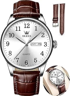 Mens Watch with Leather Band