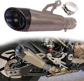 SEYXF Motorcycle exhaust pipe For BMW S1000RR 2019-2022 2020 2021 Motorcycle Exhaust Titanium Alloy Middle Link Pipe Carbon Fiber Muffer Pipe Exhaust Pipes Muffler(Grey)
