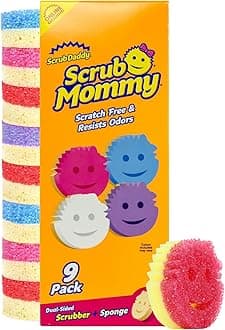 Scrub Mommy Kitchen Sponges for Dishes & Wiping Spills - Dual-Sided Dish Scrubber Sponge for Cleaning - Multi-Colored Bulk Pack - Stain & Odor Resistant (9 Count)