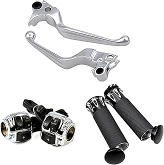 1" Handlebar Switches Control Horn On/Off Kit and Brake Clutch Hand Levers Handgrips Compatible with Harley Sportster Dyna Softail