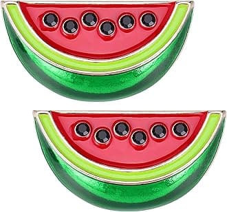 2Pcs Watermelon Brooch Pin Exquisite Brooch for Women Mini Metal Brooch Cartoon Fruit Pin Cute Enamel Pin Watermelon Lapel Brooch Pin for Clothing Bags Hats