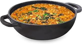 The Indus Valley Pre-Seasoned Cast Iron Kadai with Flat Handles | Medium, 25.4 cm/10 inch, 2.3Ltr, 2.5kg | Naturally Nonstick Kadhai, 100% Pure & Toxin-Free, No Chemical Coating