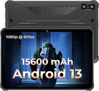 HOTWAV R7 Rugged Tablet Android 13, 15600mAh 10.1 Inch HD+ Waterproof, 12GB+256GB/(2TB TF) Outdoor Work Tablets, 16MP+16MP Camera Octa Core/Daul SIM 4G/IP68&IP69K/Face ID/GPS/OTG/Widevine L1