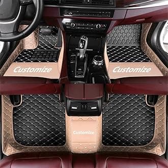 Custom Making Car Floor Mats for 90% Car Model Luxury Leather All Weather Waterproof Anti-Skid Full Coverage Liners (Black and Beige)