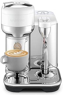 Vertuo Creatista Capsule Coffee Machine with Milk Frother Wand for Cappuccino, Flat White and Espresso By Sage, Sea Salt (‎SVE850BSS4GUK1)