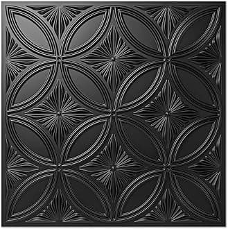 Art3d Decorative PVC Black Drop Ceiling Tile 2ft x 2ft, Glue up 3D Wall Panel 24 x 24in.12pcs