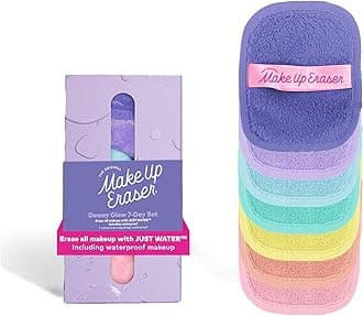 Makeup Eraser The Original, 7-Day Set, Erase All Makeup with Just Water, Including Waterproof Mascara, Eyeliner, Foundation, Lipstick, Sunscreen, and More Dewy Glow, 7ct.