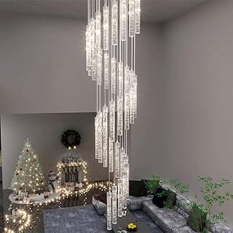 Chandeliers for Living Room 38-Lights Modern Crystal Light Extra Large Chandelier Light Fixture Entryway Foyer High Ceiling Chandelier Lighting with Sloping Ceiling