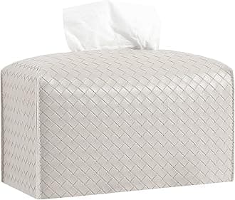 Leather Tissue Box Cover Griege