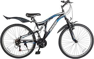 Mogoo ITG Journey Dual Suspension Mountain Bike 24/26-Inch, 21 Gears Speed Drivetrain, Bicycle Adult, V Brakes, Full Suspension MTB, Cycle For Men & Women, 21-Gears