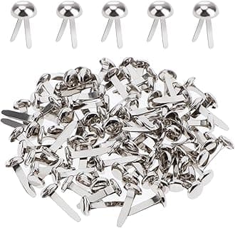 100pcs Split Pins,Round Flower Drawing Pins,Metal Paper Fasteners Mini Brads,8x17mm Round Scrapbooking Brads Split Pins,Round Head Brads Split Pins for DIY Paper Crafts Scrapbooking(Silver)