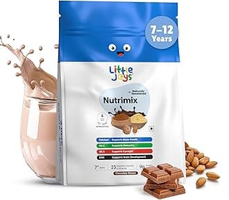 Chocolate Nutrimix 7+ (700g) | 7-12 Years | Naturally Sweetened with Dates & Jaggery | With 23 Essential Vitamins & Minerals | 9g Protein per Serving | Supports Overall Health & Development | With Ragi, Bajra, Almonds & Oats | Chocolate Flavour Nutrition Drink Powder