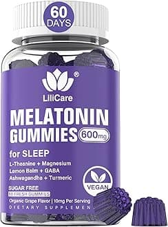 - Melatonin Gummies 10mg 20mg for Adults Sugar Free, Extra Strength w/ L-Theanine, Ashwagandha, Magnesium, Turmeric, GABA, Lemon Balm and Chamomile for Healthy Circadian Rhythm, Vegan Grape Flavor, 60ct