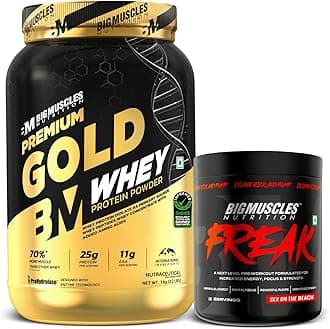 Bigmuscles Nutrition Premium Gold Whey [1Kg] | Informed Choice UK Certified | Isolate Whey Protein Blend | 25g Protein | 11g EAA | ProHydrolase Enzyme Technology [Salted Caramel]