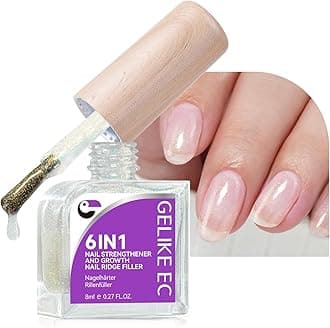 Women Nail Strengthener Protein for Daily: Glittering Pearl Gelike EC 6 in 1 Nail Treatment for Weak and Damaged Nails Everyday - Nail Polish Hardener for Home Salon Travel Spa Gift