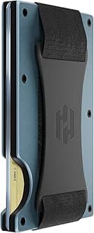 HayvenhurstWallet For Men - Reinvented Design Men's Wallet - Slim, Minimalistic & Seamless Card Case, Blocks RFID Scanners, Holds 12 Cards, Stonewashed (Grey), Cash Strap